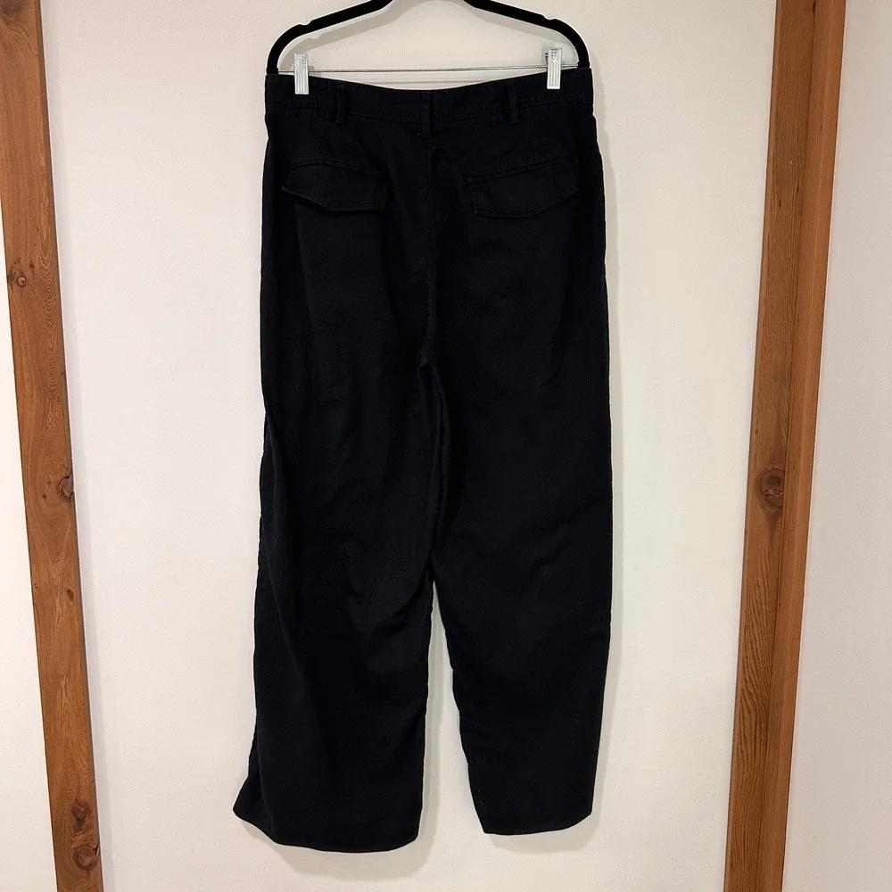 Banana Republic Linen Blend Pleated Pants Womens 14 Black Capsule‎ Minimalist